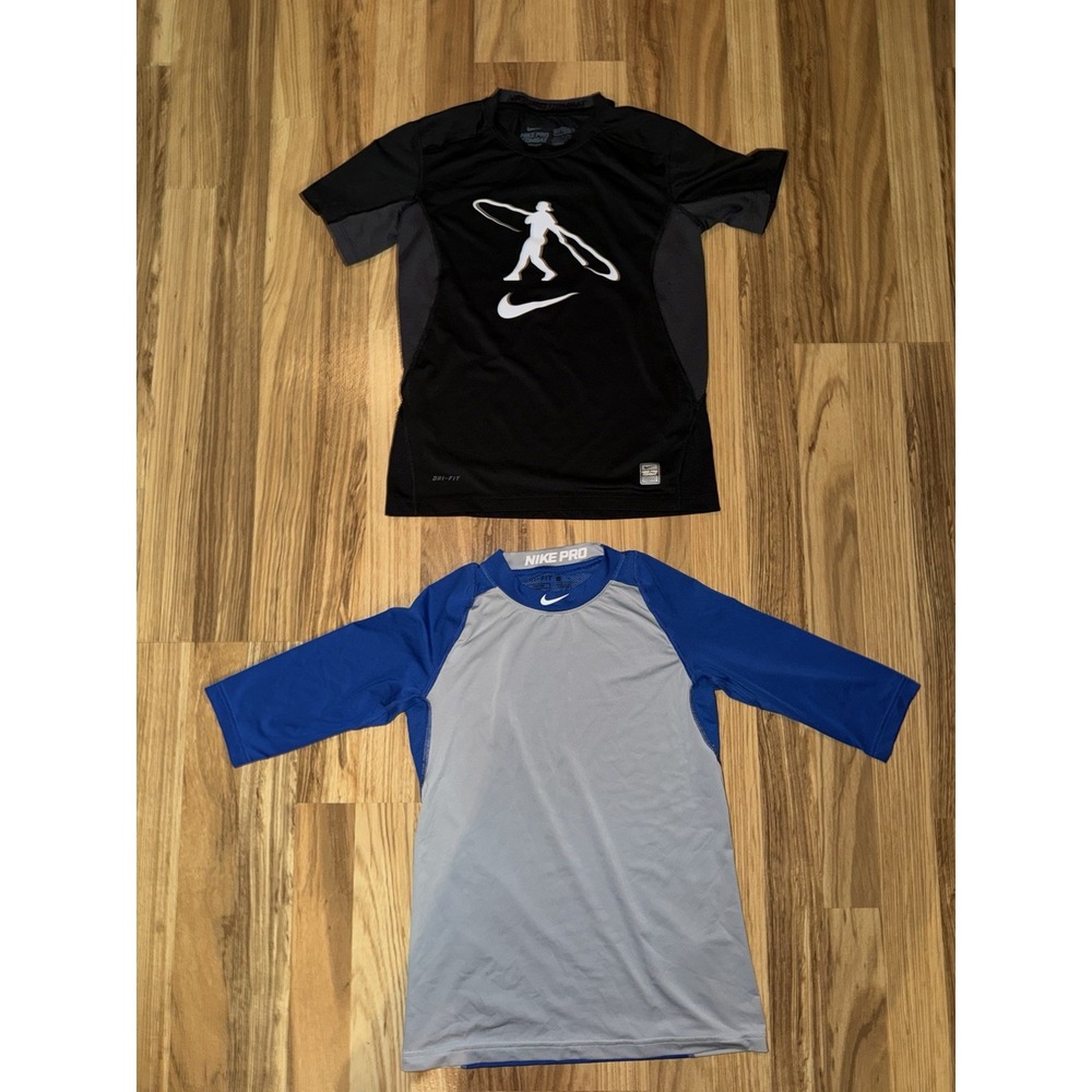 Nike Boys Sz M Lot Dri-fit Combat Pro Swingman Baseball MLB‎ Fitted Black Gray